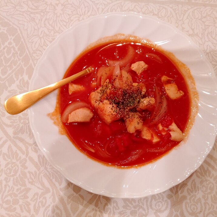 鶏胸肉とトマト缶のスープ